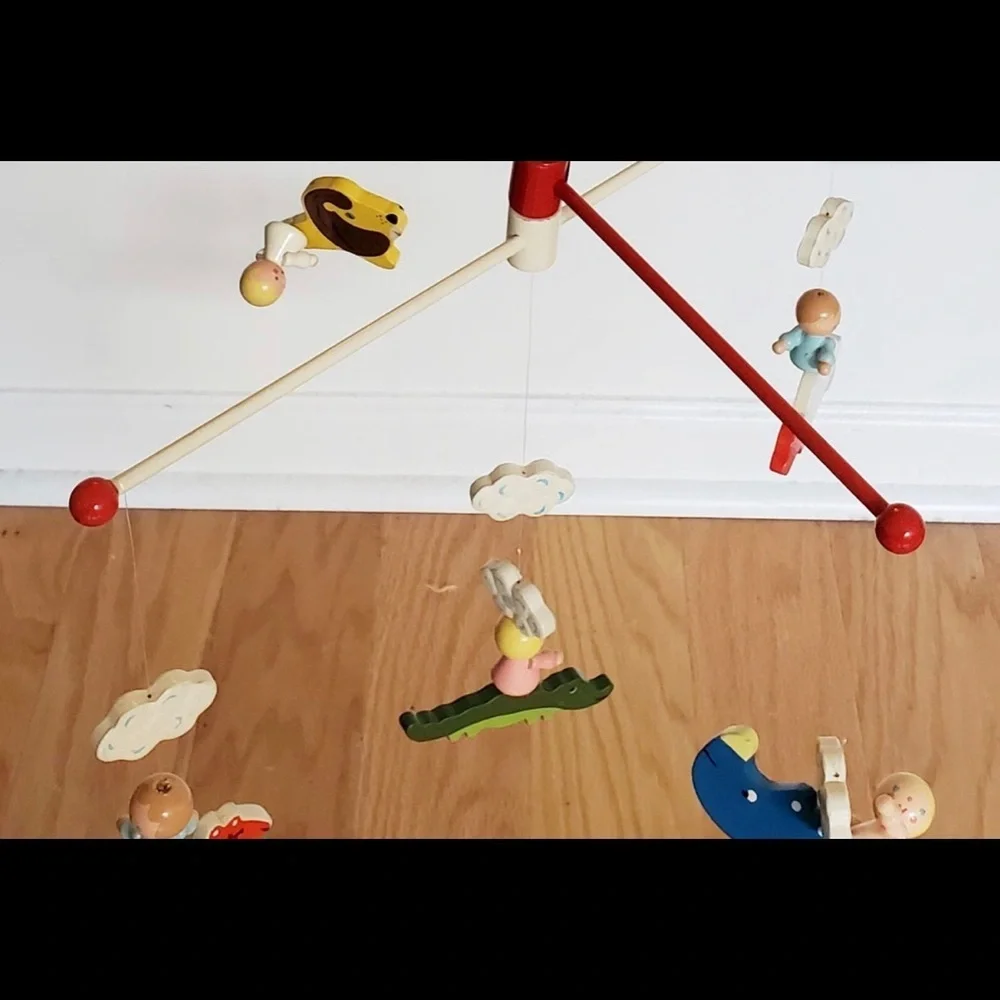 Vtg Irmi Wood Hand Painted Crib Mobile